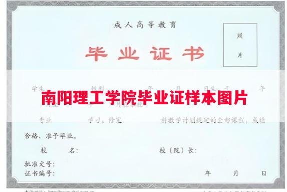 南阳理工学院毕业证样本图片