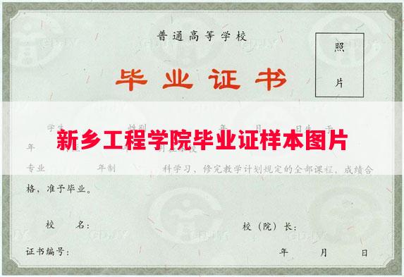 新乡工程学院毕业证样本图片