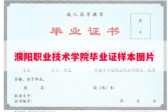 濮阳职业技术学院毕业证样本图片