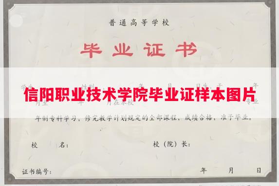 信阳职业技术学院毕业证样本图片