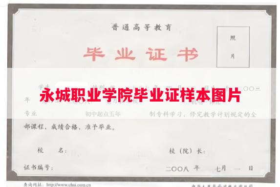 永城职业学院毕业证样本图片