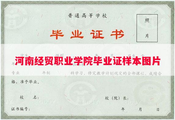 河南经贸职业学院毕业证样本图片