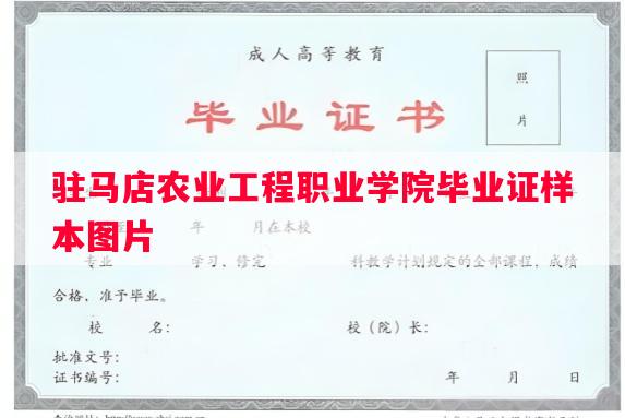 驻马店农业工程职业学院毕业证样本图片