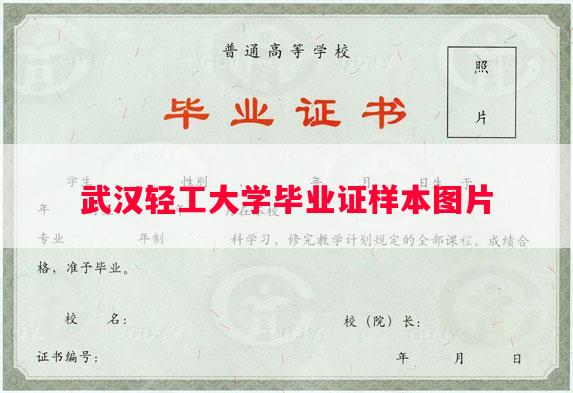 武汉轻工大学毕业证样本图片