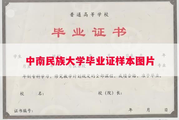 中南民族大学毕业证样本图片