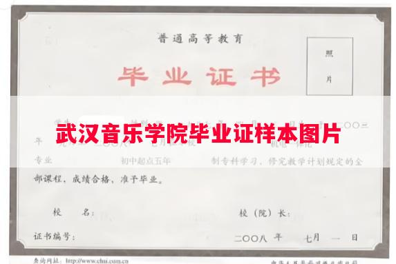 武汉音乐学院毕业证样本图片
