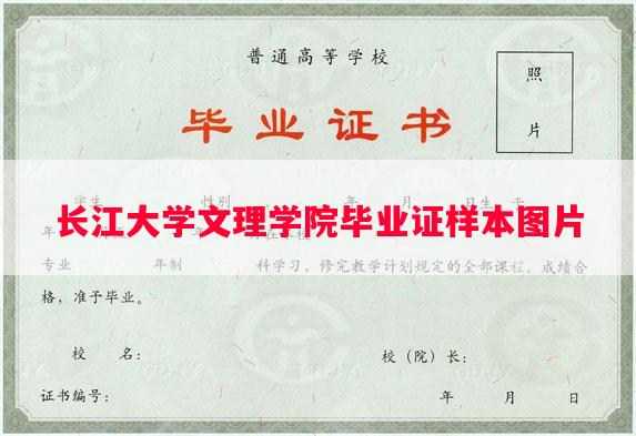 长江大学文理学院毕业证样本图片
