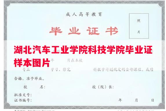 湖北汽车工业学院科技学院毕业证样本图片