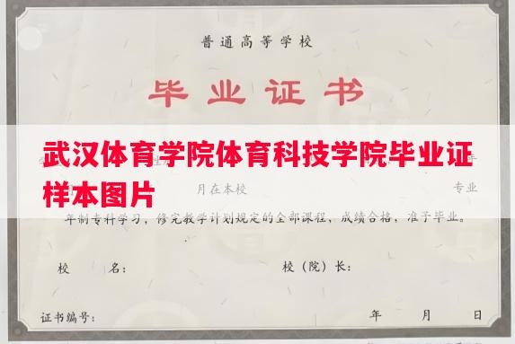武汉体育学院体育科技学院毕业证样本图片