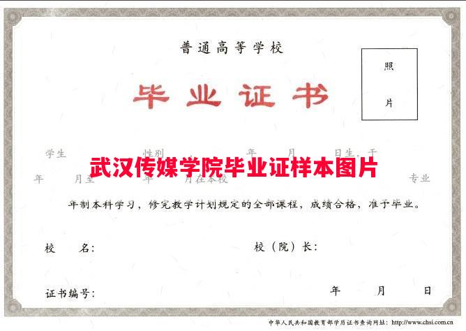 武汉传媒学院毕业证样本图片