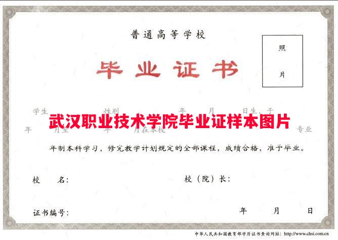 武汉职业技术学院毕业证样本图片