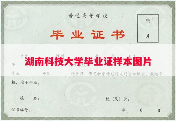 湖南科技大学毕业证样本图片