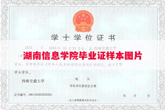 湖南信息学院毕业证样本图片
