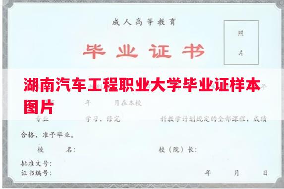 湖南汽车工程职业大学毕业证样本图片