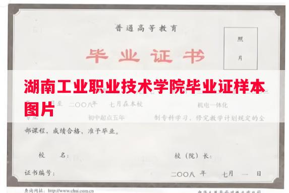 湖南工业职业技术学院毕业证样本图片