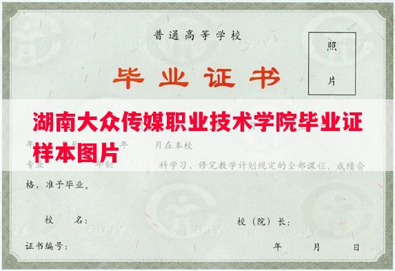 湖南大众传媒职业技术学院毕业证样本图片