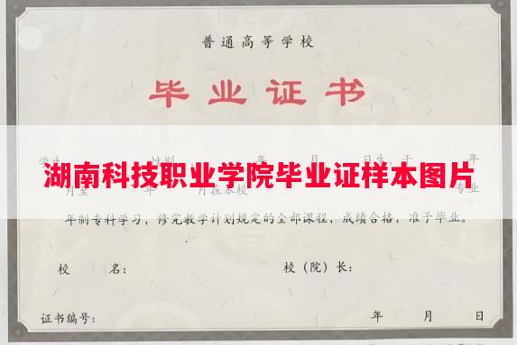 湖南科技职业学院毕业证样本图片