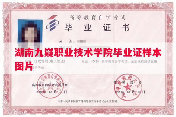 湖南九嶷职业技术学院毕业证样本图片