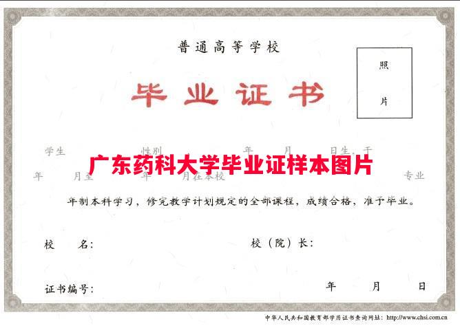 广东药科大学毕业证样本图片