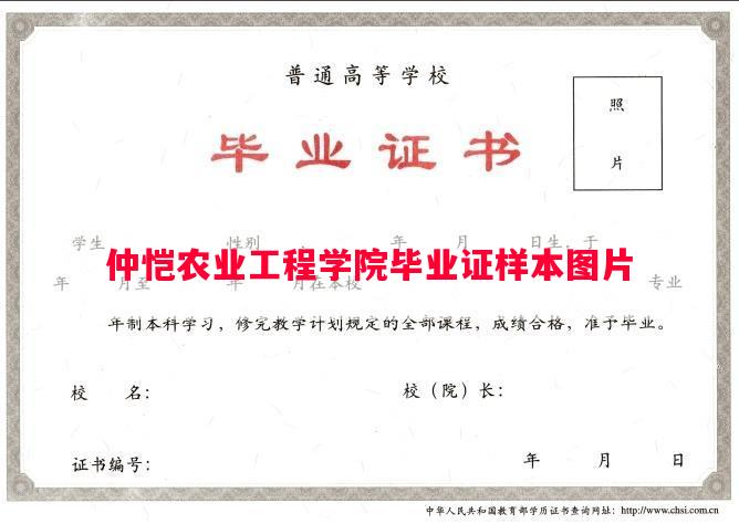 仲恺农业工程学院毕业证样本图片