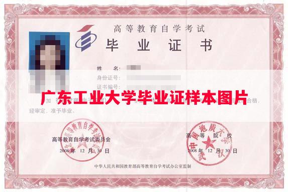 广东工业大学毕业证样本图片