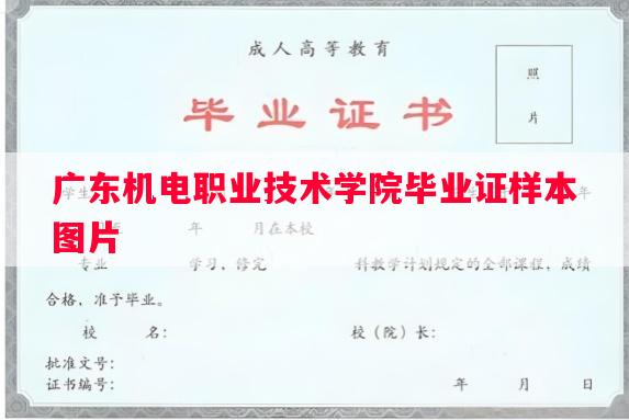 广东机电职业技术学院毕业证样本图片