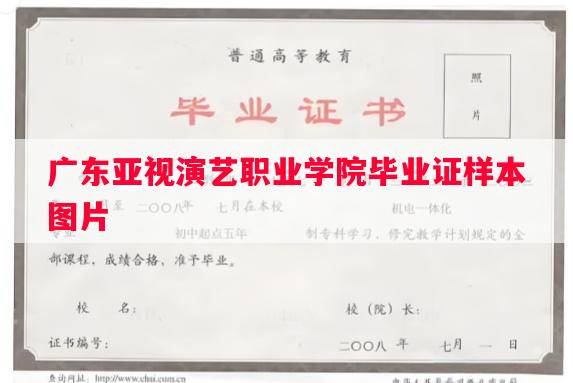 广东亚视演艺职业学院毕业证样本图片