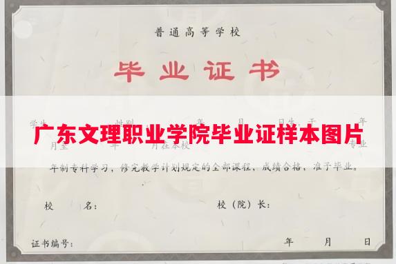 广东文理职业学院毕业证样本图片