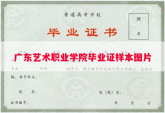 广东艺术职业学院毕业证样本图片