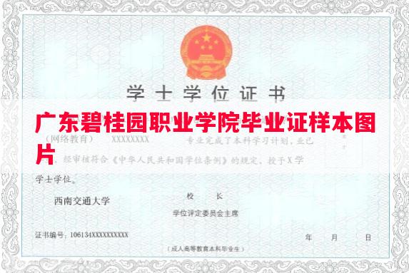 广东碧桂园职业学院毕业证样本图片