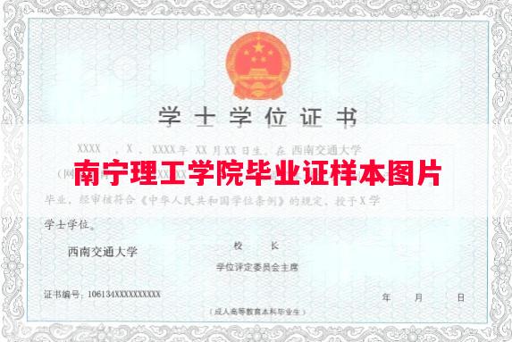 南宁理工学院毕业证样本图片