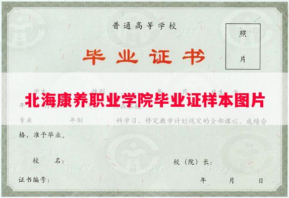 北海康养职业学院毕业证样本图片