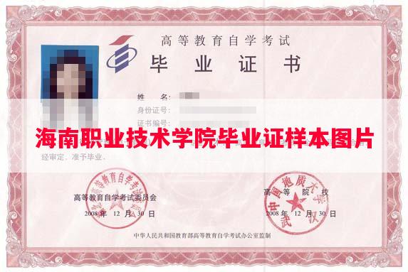 海南职业技术学院毕业证样本图片