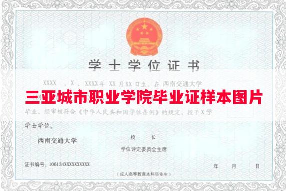 三亚城市职业学院毕业证样本图片