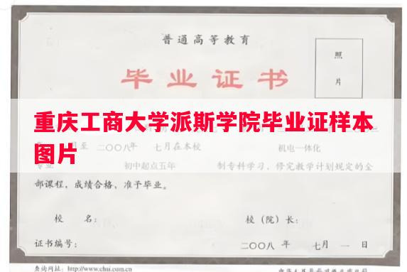 重庆工商大学派斯学院毕业证样本图片