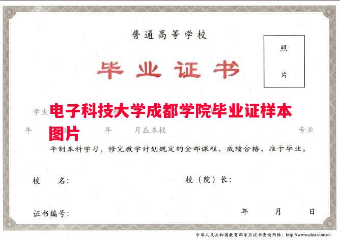 电子科技大学成都学院毕业证样本图片