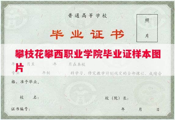 攀枝花攀西职业学院毕业证样本图片