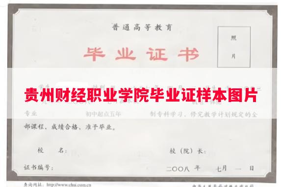 贵州财经职业学院毕业证样本图片