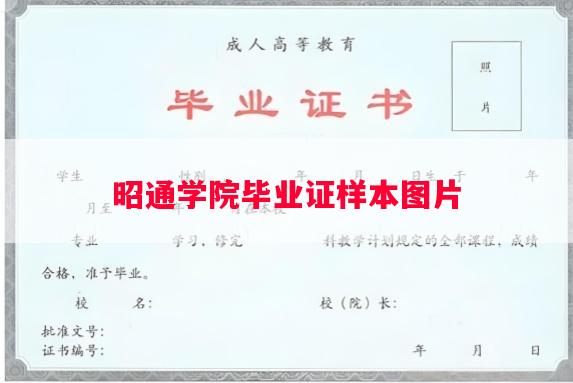 昭通学院毕业证样本图片