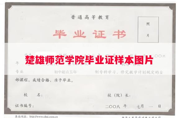 楚雄师范学院毕业证样本图片