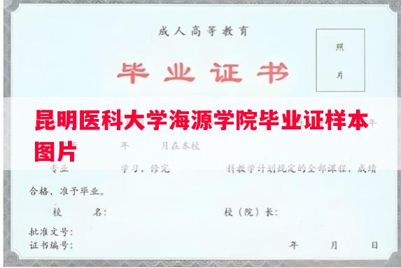 昆明医科大学海源学院毕业证样本图片