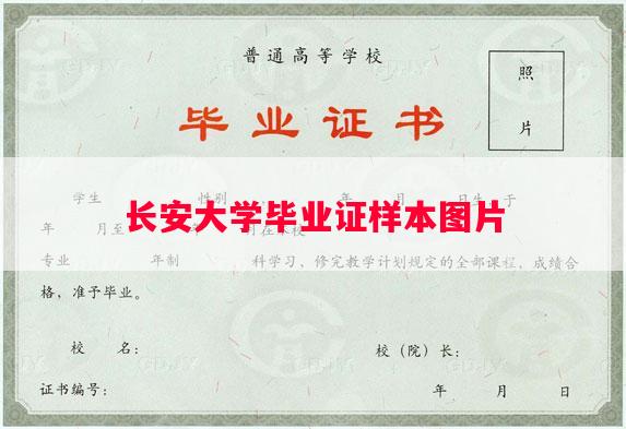 长安大学毕业证样本图片