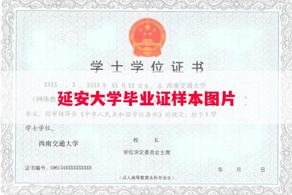 延安大学毕业证样本图片