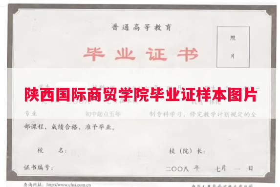 陕西国际商贸学院毕业证样本图片