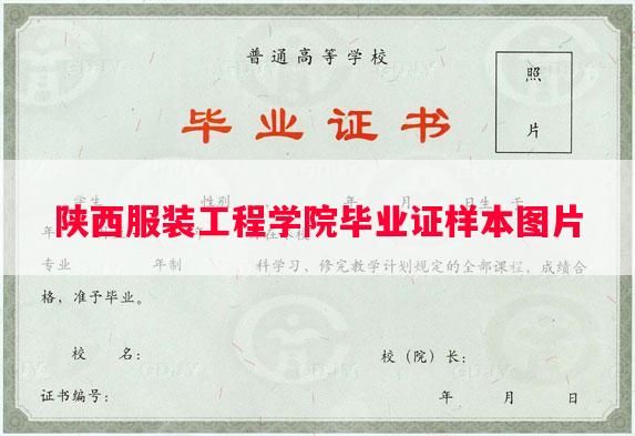 陕西服装工程学院毕业证样本图片