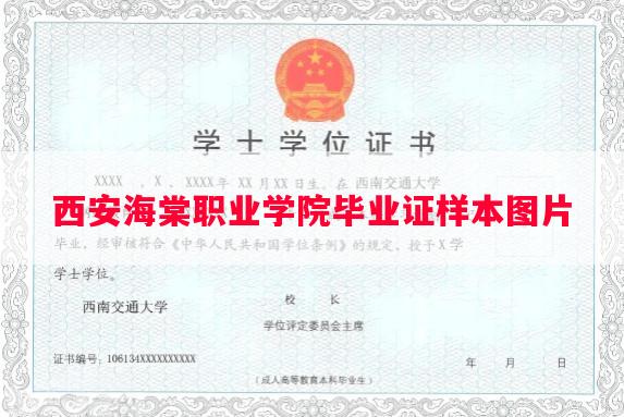 西安海棠职业学院毕业证样本图片