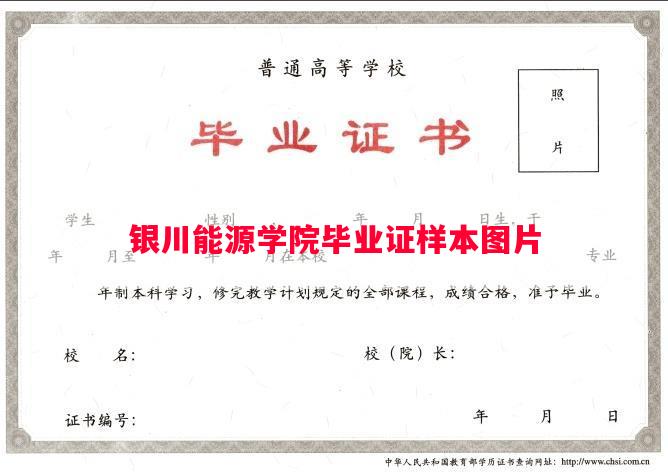 银川能源学院毕业证样本图片