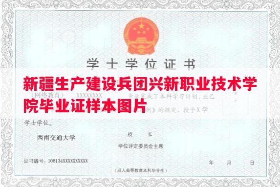 新疆生产建设兵团兴新职业技术学院毕业证样本图片