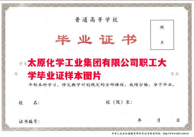 太原化学工业集团有限公司职工大学毕业证样本图片