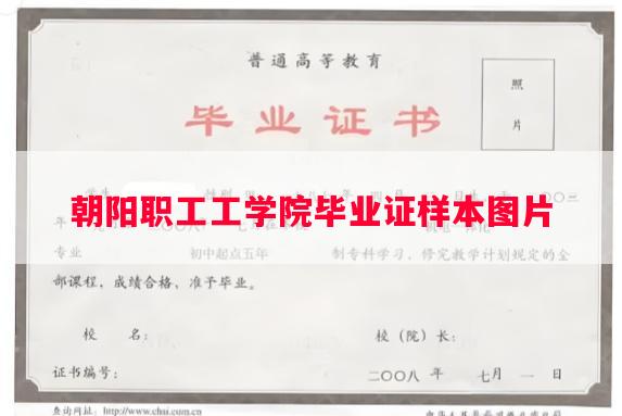 朝阳职工工学院毕业证样本图片